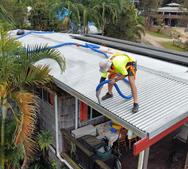 On the roof cleaning
