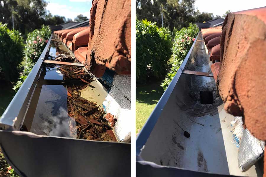 Before and after vacuum gutter cleaning photo in Collie